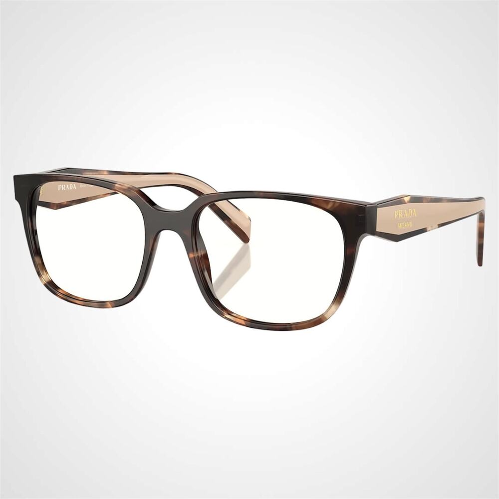 New PRADA Eyeglasses Square Brown Caramel Havana 52-18-140mm - Picture 1 of 6